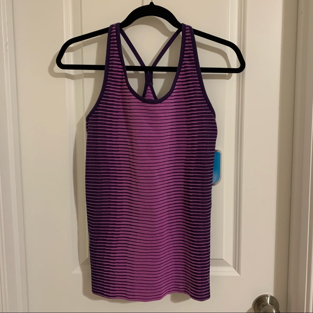 NWT Be inspired Purple Striped Athletic Sleeveless Top, L